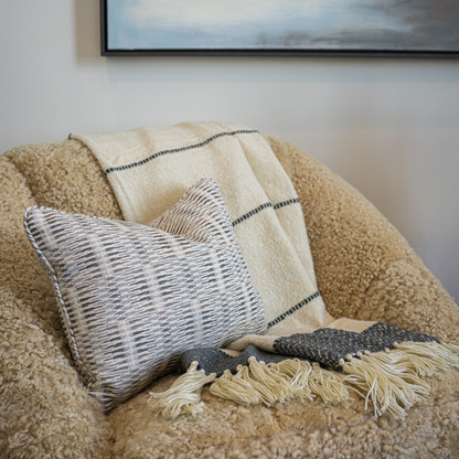 Allan Pillow in ebony color, made from a cotton, viscose, and linen blend, curated by DA Atelier