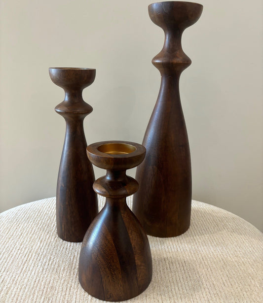 Tapered Wooden Candle Holders